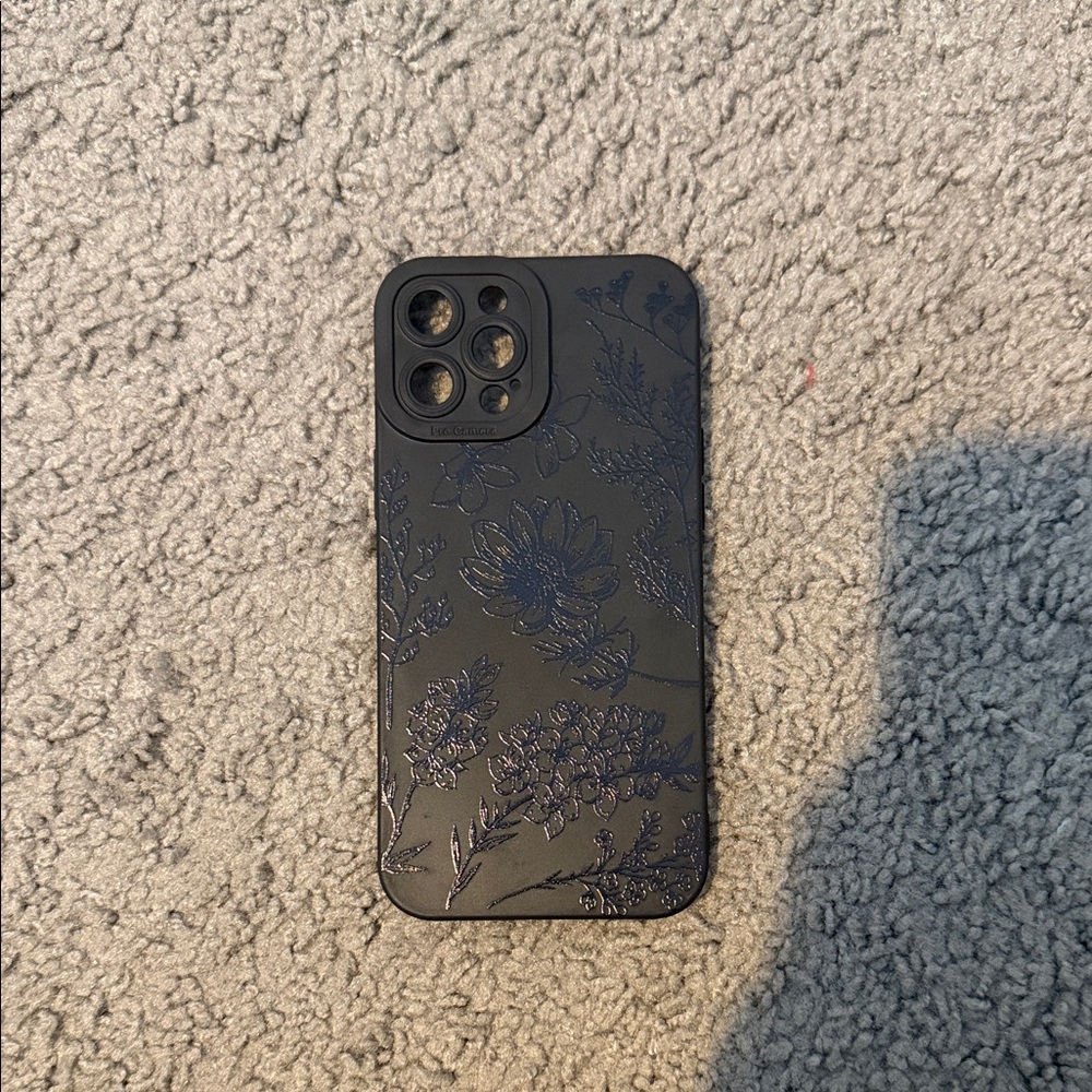 Floral Patterned Black Phone Case